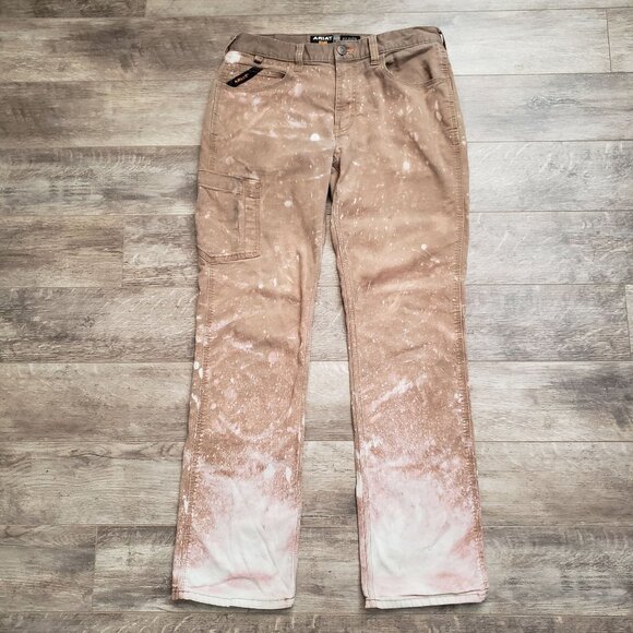 Ariat Rebar M4 Relaxed Straight Bleach Spotted Jeans 32W 34L